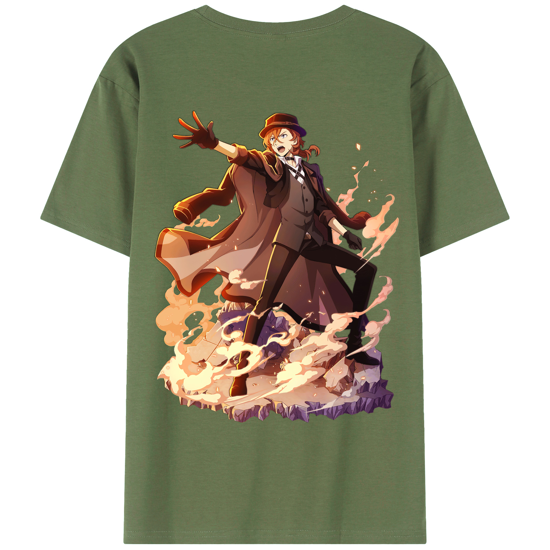 （画像用） 文豪ストレイドッグス Bungo Stray Dogs 綿100％ メンズ半袖Tシャツ（バックプリント） 通気性